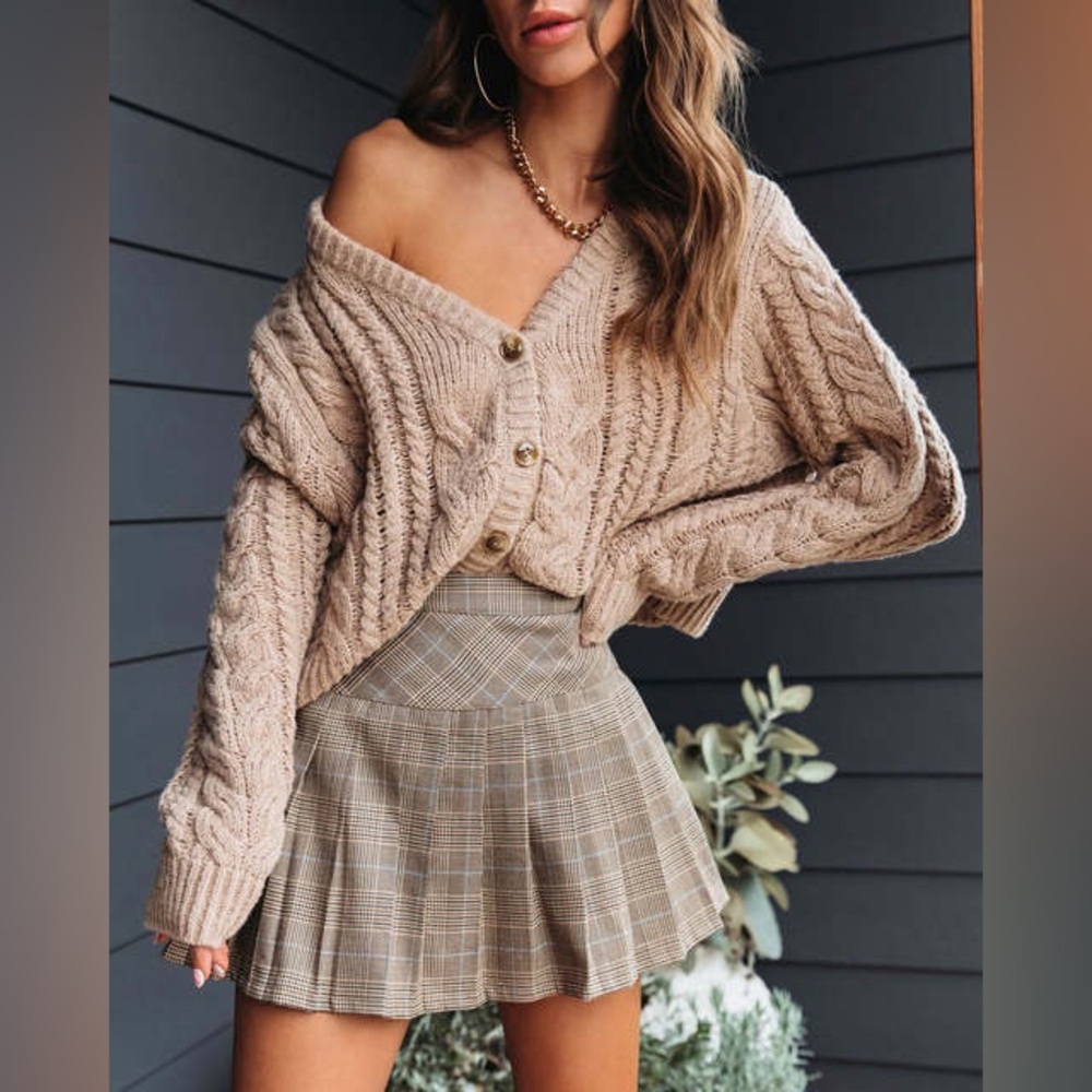 Vici Delfina Knit Button Front Cardigan - Taupe